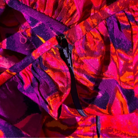 1970s Pink Purple and Orange Day-Glo Hawaiian Maxi Dress - Picture 6 of 6